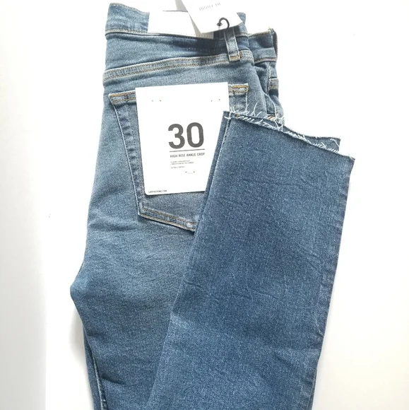 RE/DONE High Rise Ankle Crop Ultra Stretch Raw Cut Jeans Size 30 Mid Wa… - Picture 5 of 7